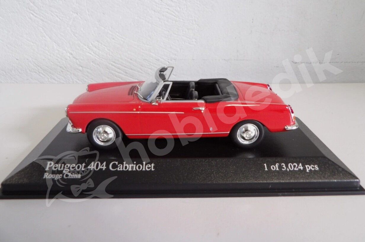 Minichamps 1:43 Peugeot 404 Cabriolet 1962 – China Red (400112630) | Die-cast Model Araba