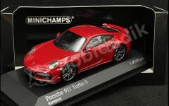 Minichamps 1:43 Porsche 911 (992) Turbo S Coupé Sport Design 2021 – Carmine Red (410060070) | Die-cast Model Araba