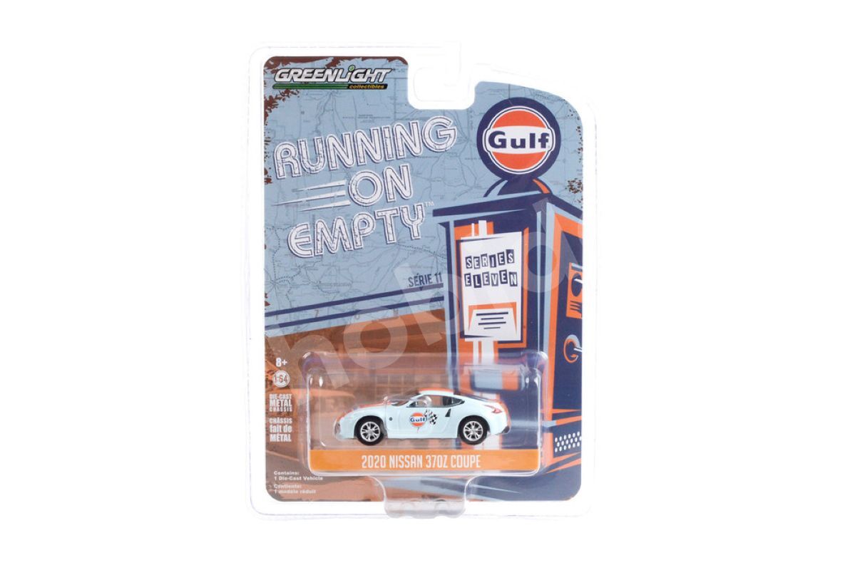 GreenLight 1:64 2020 Nissan 370Z Coupe – Gulf Oil “Running on Empty” (41110-F) | Die-cast Model Araba