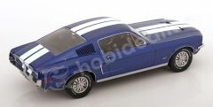 KK Scale 1:18 Ford Mustang GT Fastback 1968 – Mavi/Beyaz Çizgili (KKDC181394) | Die-cast Model Araba