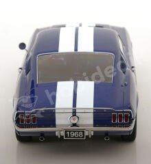 KK Scale 1:18 Ford Mustang GT Fastback 1968 – Mavi/Beyaz Çizgili (KKDC181394) | Die-cast Model Araba