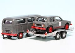 Schuco 1:87 VW T2 Minibus 1962 + Trailer + VW Golf I GTI (87U00067) | Model Araba