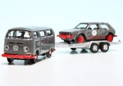 Schuco 1:87 VW T2 Minibus 1962 + Trailer + VW Golf I GTI (87U00067) | Model Araba
