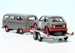 Schuco 1:87 VW T2 Minibus 1962 + Trailer + VW Golf I GTI (87U00067) | Model Araba