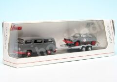 Schuco 1:87 VW T2 Minibus 1962 + Trailer + VW Golf I GTI (87U00067) | Model Araba
